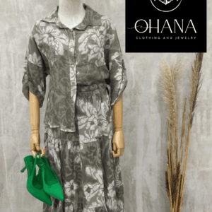 conjunto floral de lino italiano. unitalla