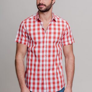 camisa de cuadros rojo con blanco – estilo clásico, comodidad moderna